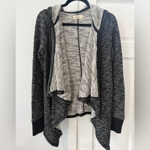Hollister Black and Gray Open Front Cardigan